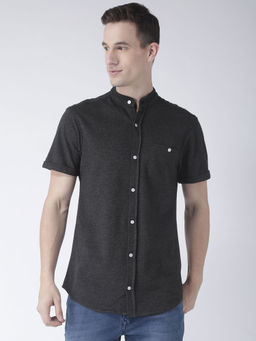 Club York - Mens Grey Half Sleeve Solid Shirt