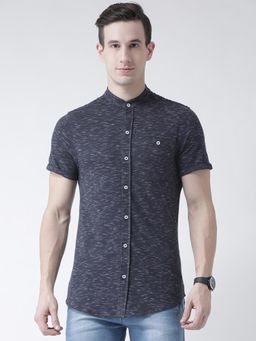 Club York - Men's Black Printed Half Sleeve Solid Shirt