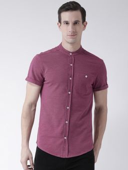 Club York - Men's Pink Half Sleeve Solid Shirt