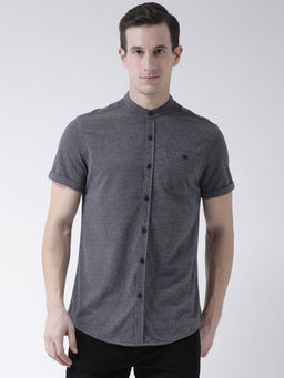 Club York - Mens Charcoal Half Sleeve Solid Shirt