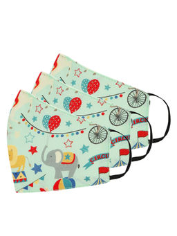 Tossido - 8-14 Yrs. KIDS 3 Ply Premium Cotton Printed Masks Pack of 3 - Sea Green