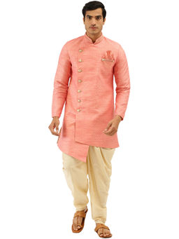 Manyavar - Men's Gajaree Semi Indo Western Kurta with Patiala (Set of 2)