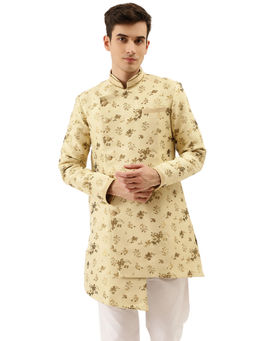 Manyavar - Pista Viscose Blend Semi Indo Western Kurta and Patiala (Set of 2)
