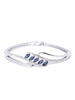Jewels Galaxy - Blue Platinum Plated Handcrafted Bangle Style Bracelet