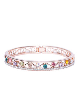 Jewels Galaxy - Multi-Color 18K Rose Gold Plated Handcrafted Bangle Style Bracelet