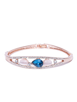 Jewels Galaxy - Blue 18K Rose Gold Plated Handcrafted Bangle Style Bracelet