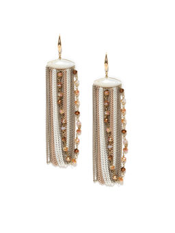 Jewels Galaxy - Multi-Color Rose Gold Plated Handcrafted Tasselled Earrings