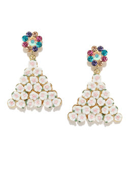 Jewels Galaxy - Multi-Color CZ Stone Studded Floral Handcrafted Drop Earrings