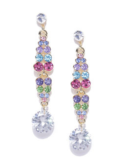 Jewels Galaxy - Multi-Color Rose Handcrafted Contemporary Drop Earrings