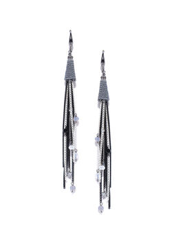 Jewels Galaxy - Silver Plated Tasselled Beaded Handcrafted Drop Earrings