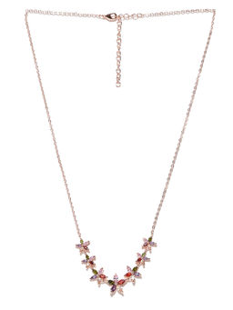 Jewels Galaxy - Multi-Color Rose Gold Plated Handcrafted Necklace
