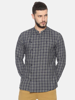 SHOWOFF - Cotton Blue Indigo Checks Casual Slim Fit Shirt