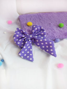 Soho Boho Studio - Lavender Polka Dot Hair Bow Clip