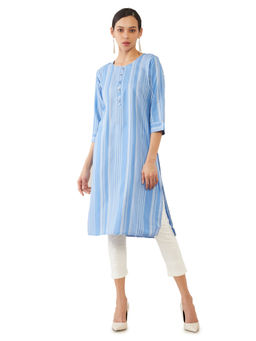 Soch - Blue Solid Rayon Kurta