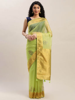 Soch - Green Embellished Saree With Unstitched Blouse