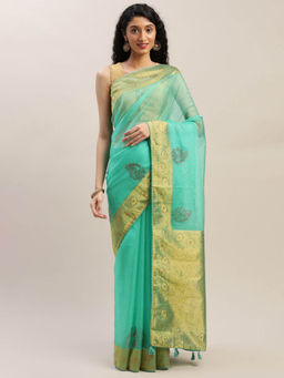Soch - Green Embellished Saree With Unstitched Blouse
