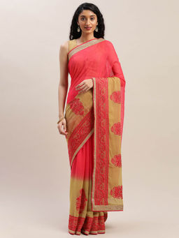 Soch - Pink Embellished Saree With Unstitched Blouse