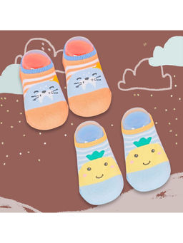Baby Moo - Fruits And Kitty Blue And Orange 2 Pack Socks
