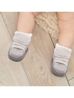 Baby Moo - Smart White And Grey Socks Booties
