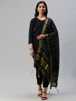 Soch - Bandhani Fashion Art Silk Black Dupatta