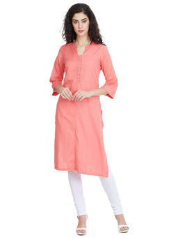 Biba - Pink Solid Kurta