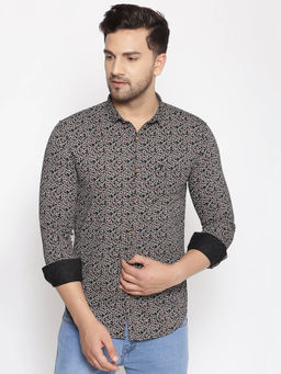 SHOWOFF - Men's Cotton Navy Printed Slim Fit Shirt