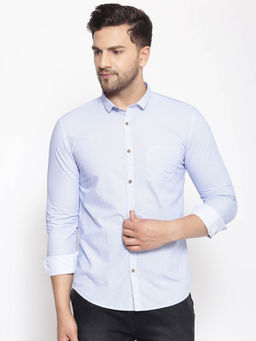 SHOWOFF - Men's Cotton Blue Printed Slim Fit Shirt