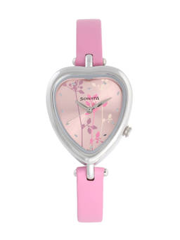 Sonata - Pink Dial Purple Leather Strap Watch - NK8142SL01