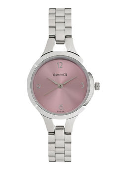 Sonata - Steel Daisies Pink Dial Stainless Steel Strap Watch - NL8151SM03