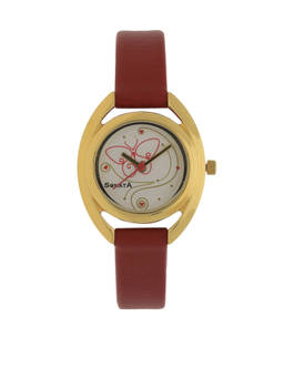 Sonata - Silver Dial Red Leather Strap Watch - NL8960YL01