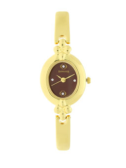 Sonata - Brown Dial Golden Metal Strap Watch - NM8093YM02