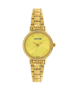 Sonata - Champagne Dial Golden Metal Strap Watch - NM8096YM02