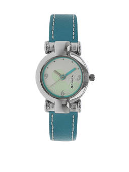 Sonata - White Dial Blue Leather Strap Watch - NM8944SL01