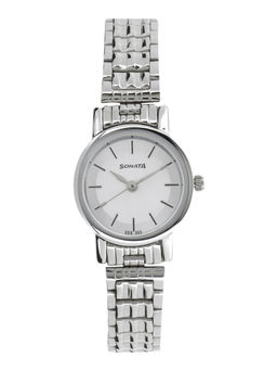 Sonata - White Dial Silver Stainless Steel Strap Watch - NM8976SM01W