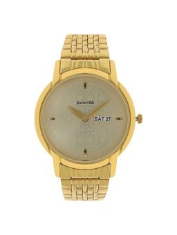 Sonata - NN77031YM04 Off White Dial Analog Watch for Men