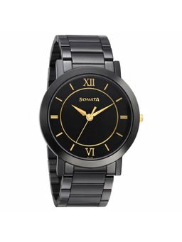 Sonata - NN77108KM01W Black Dial Analog Watch for Men