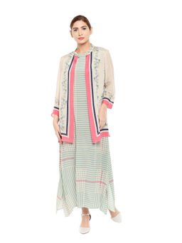 Soup by Sougat Paul - Printed Jacket With Striped Dress - Customisable