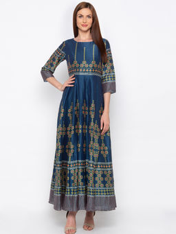 Soup by Sougat Paul - Teal Printed Maxi Dress - Customisable