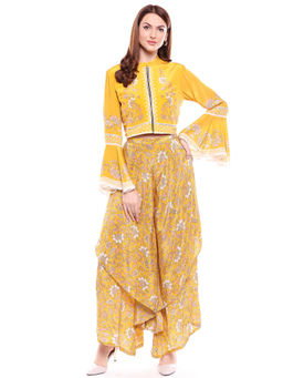 Soup by Sougat Paul - Yellow Jacket With Pant - Customisable (Set of 2)