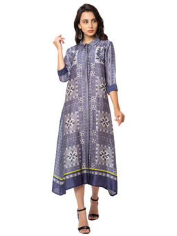 Soup by Sougat Paul - Powder Blue Printed Ankle Length Dress