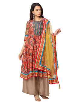 Soup by Sougat Paul - Red Embellished Kurta Pant And Dupatta (Set of 3)