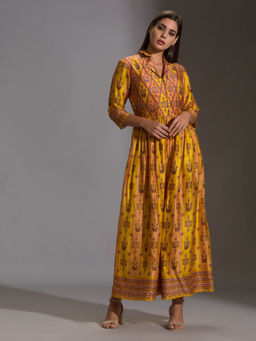 Soup by Sougat Paul - Printed Collared Jumpsuit With Front Opening And Potli Button Details