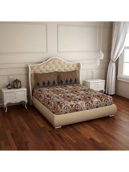 SPACES - Atrium Brown Ornamental 1 Double Bed Sheet With 2 Pillow Covers