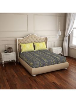 SPACES - Atrium Yellow Geometric 1 Double Bed Sheet With 2 Pillow Covers