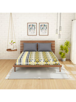 SPACES - Atrium 144 Tc Grey Cotton 1 Queen Bedsheet With 2 Pillow Cover