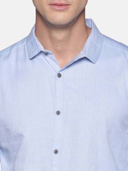 SHOWOFF - Men's Cotton Casual Blue Printed Slim Fit Shirt