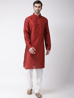 SG LEMAN - Maroon Solid Kurta (Set of 2)