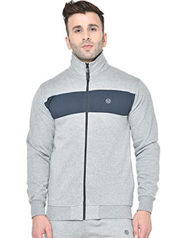 CHKOKKO - Light grey Men Winter Sports Running Zipper Jacket