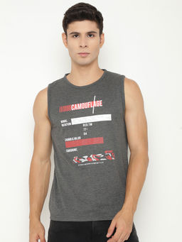 CHKOKKO - Darkgrey Men Cotton Gym Tank Tops