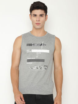 CHKOKKO - Grey Men Cotton Gym Tank Tops